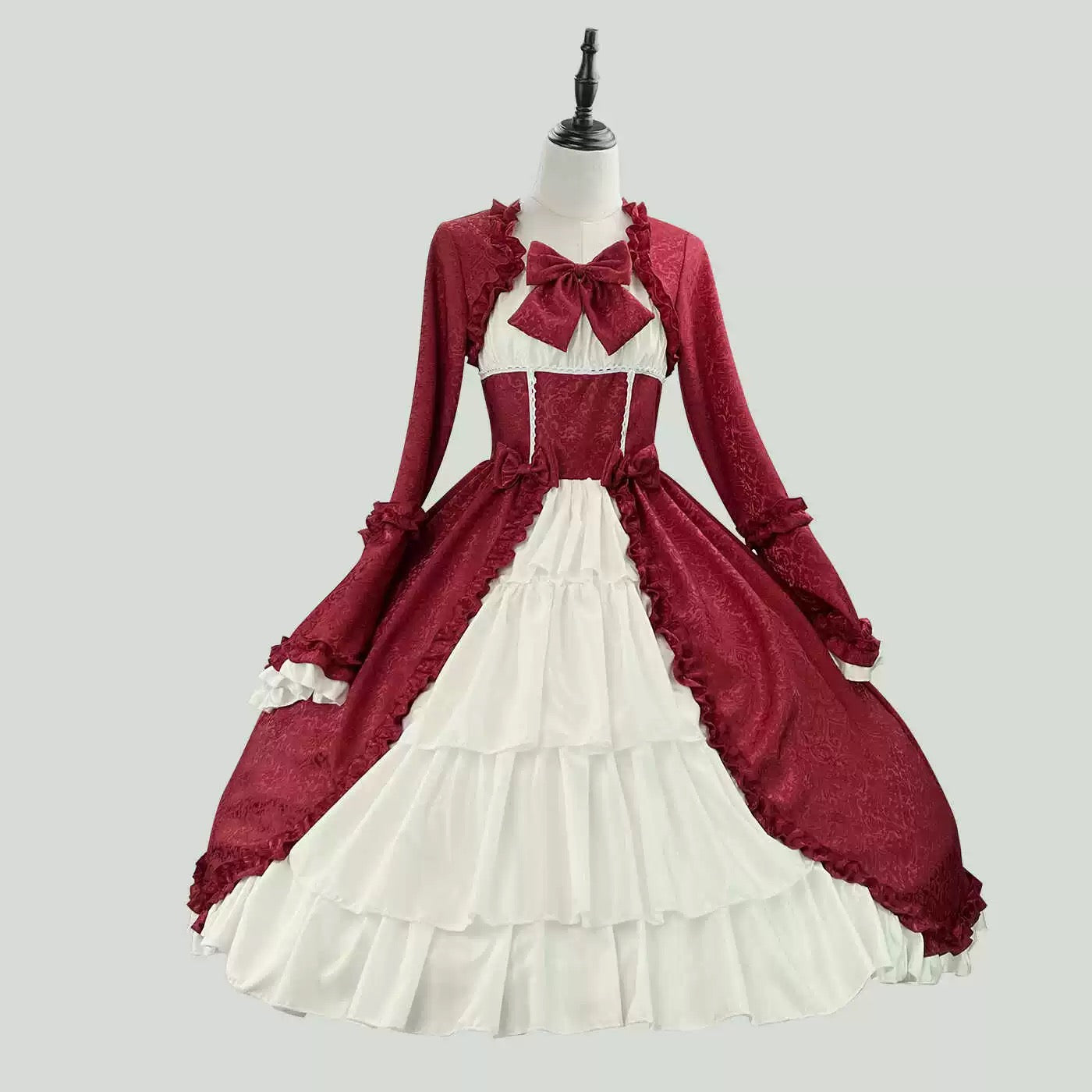 Plus Size Lolita Rococo Dress - Elegant Vintage-Inspired Fit & Flare with Ruffle Details
