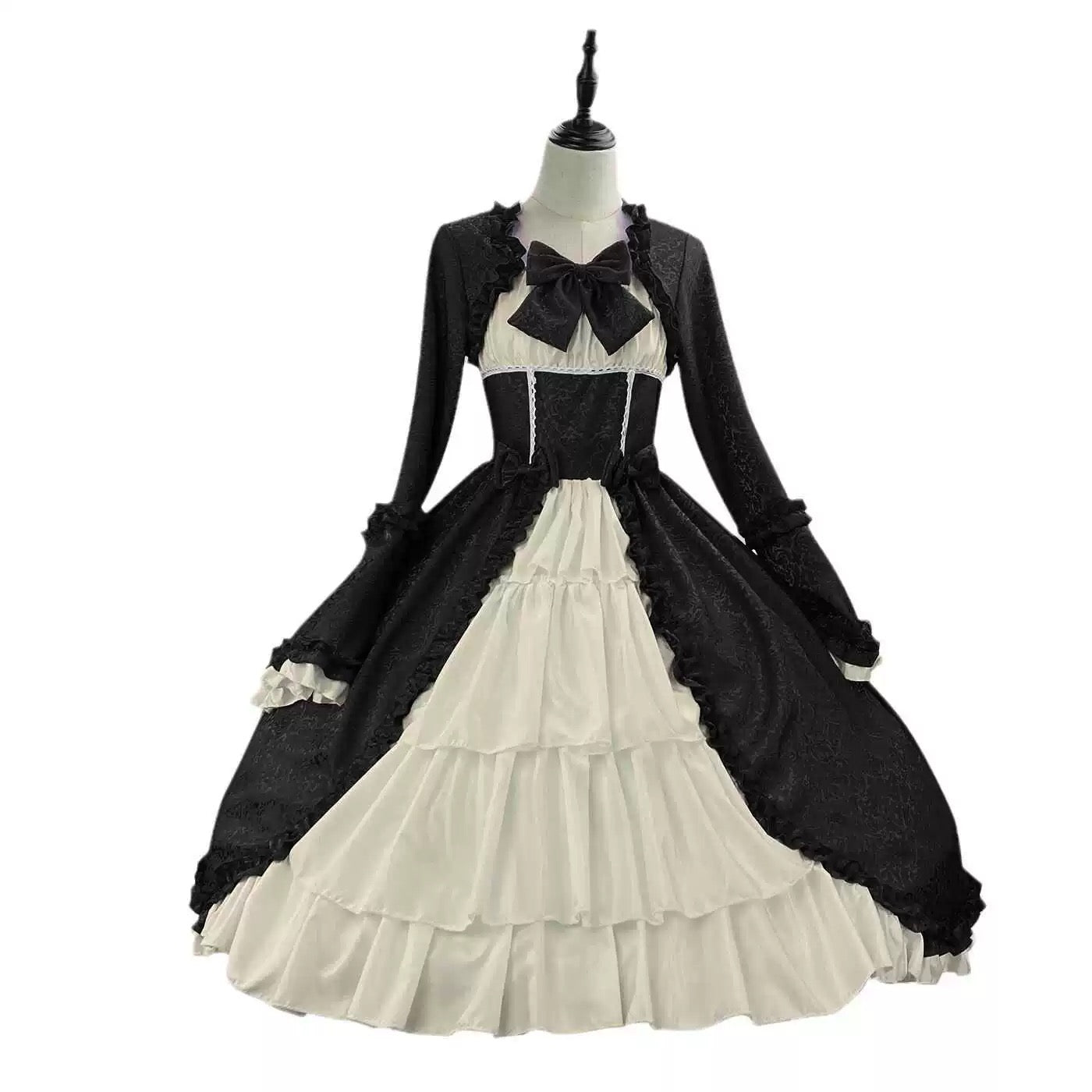 Plus Size Lolita Rococo Dress - Elegant Vintage-Inspired Fit & Flare with Ruffle Details