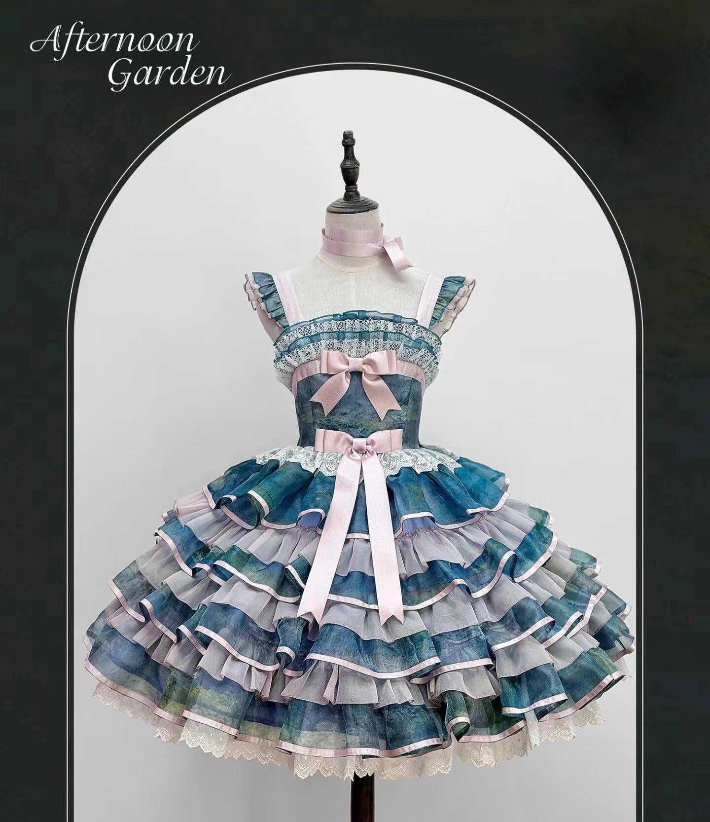 Pastel frilled dress on mannequin