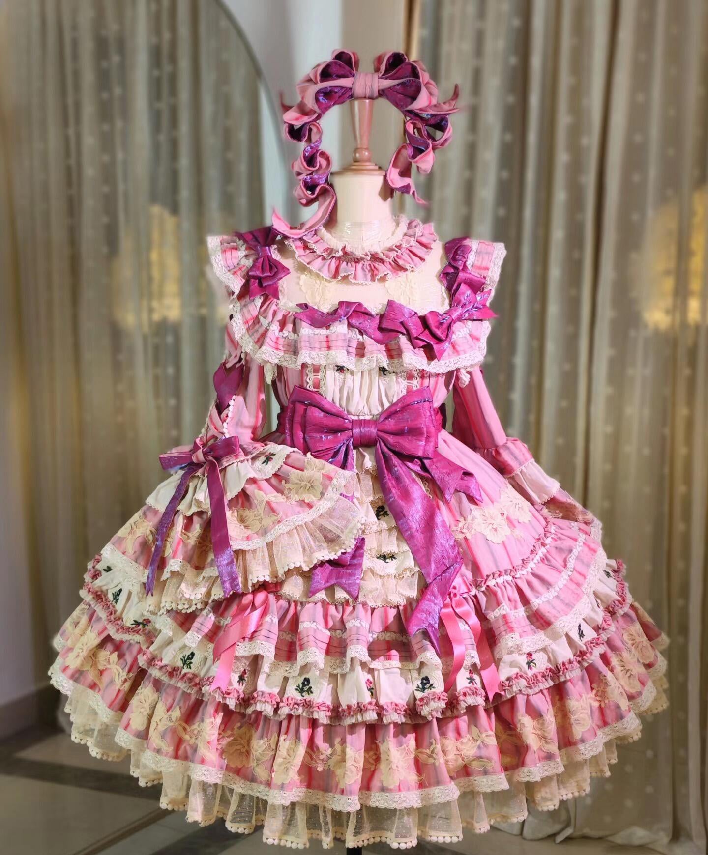 Sukuroi Exclusive - Striped Lace Manor OP Dress