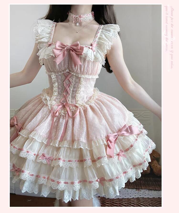 Sweet Lolita dress with lace and ruffle details