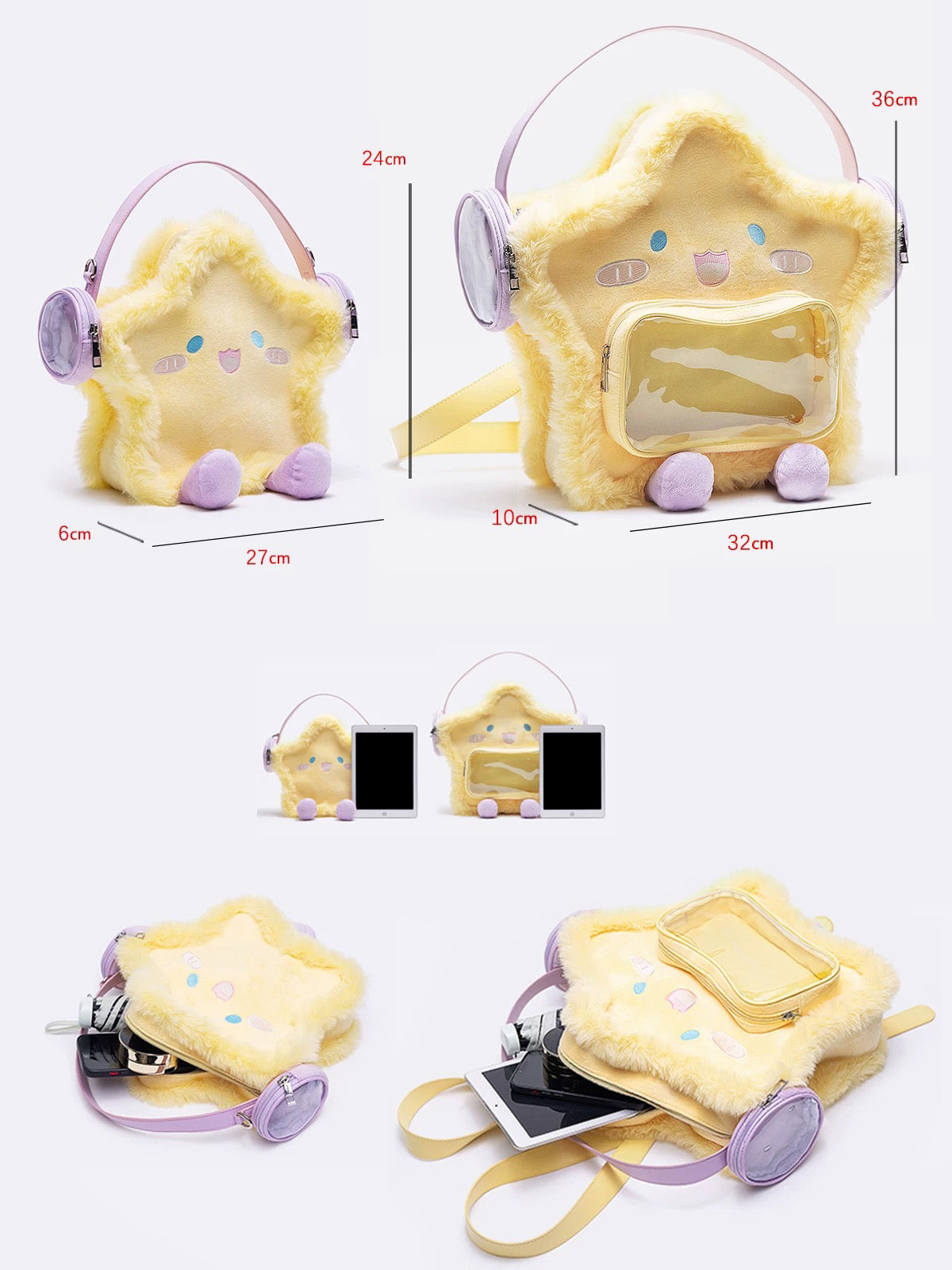 Kawaii Star Plush Backpack