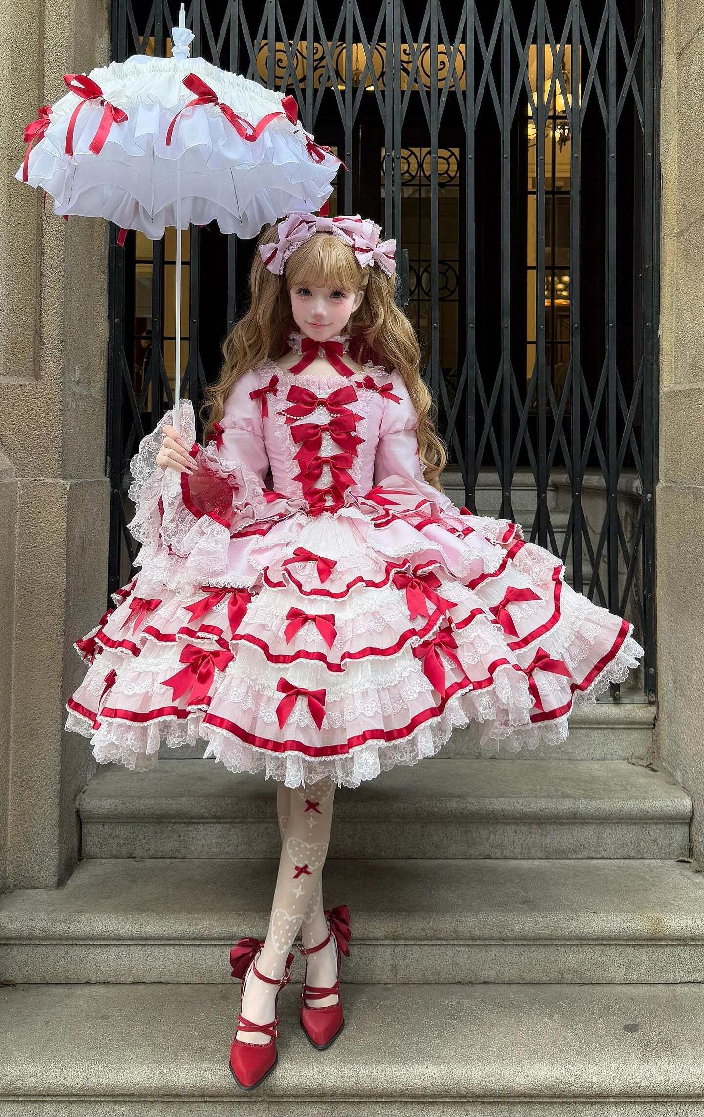 Heavenly Angel Cake Rococo Lolita Dress Red and Pink
