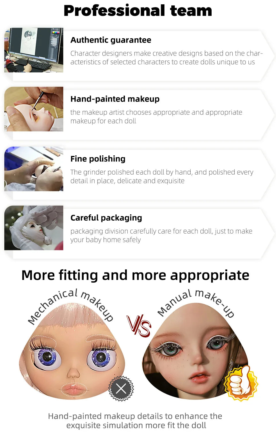 ShugoFairy dolls feature hand-painted makeup, fine polishing, and careful packaging for a refined look