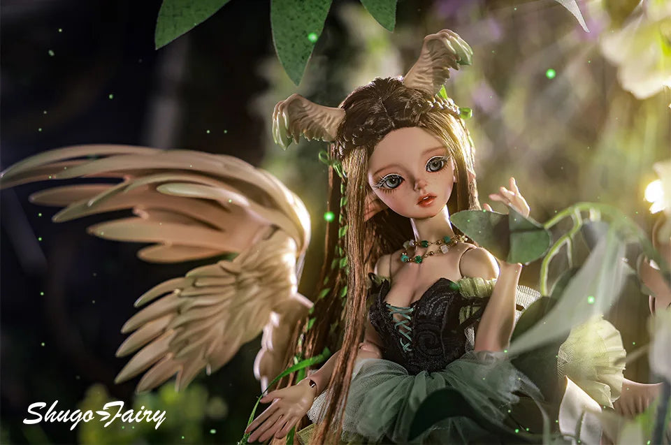 ShugaFairy Pegasus doll with angel wings surrounded by foliage, gracefully interacting with the environment