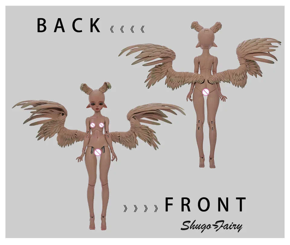 ShugaFairy Pegasus doll with detailed back and front view showcasing large wings, poseable body, and articulated joints