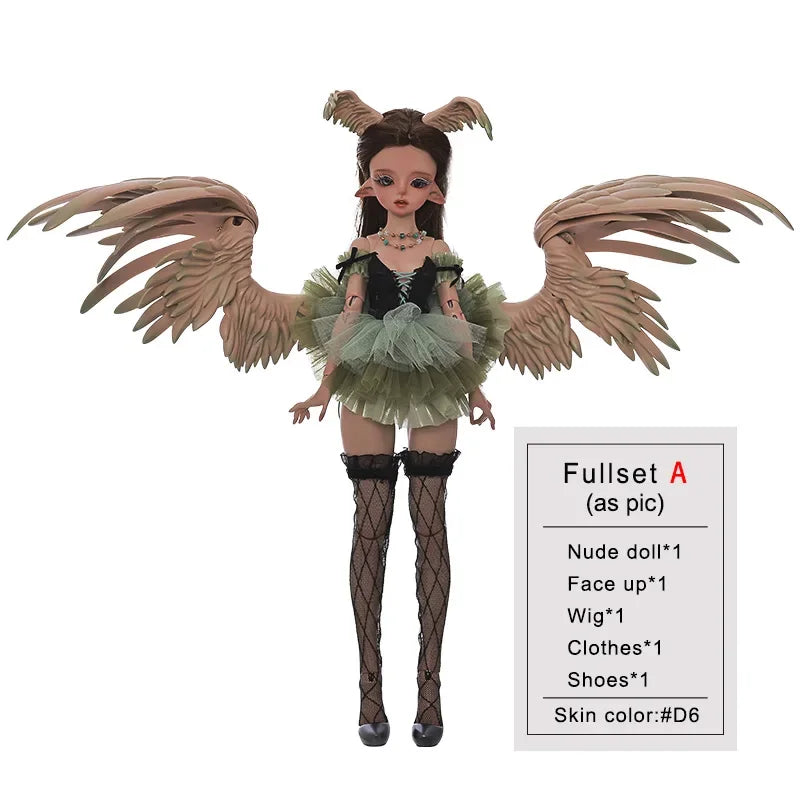 ShugaFairy Pegasus doll with wings, green dress, and fishnet stockings, full set with accessories from Sukuroi