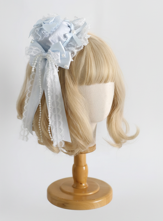 Blue Pearl Lace Mini Hat