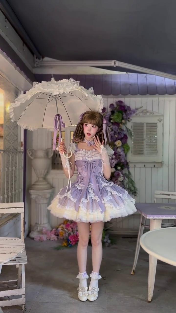 Moonlit Garden Lace Lolita Dress (Lavender & Ivory)