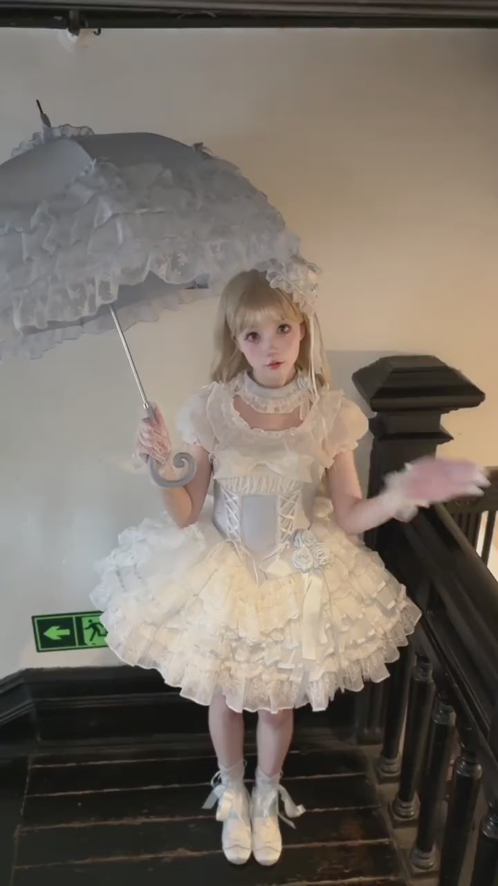 Detailed lace and ribbon Lolita bonnet