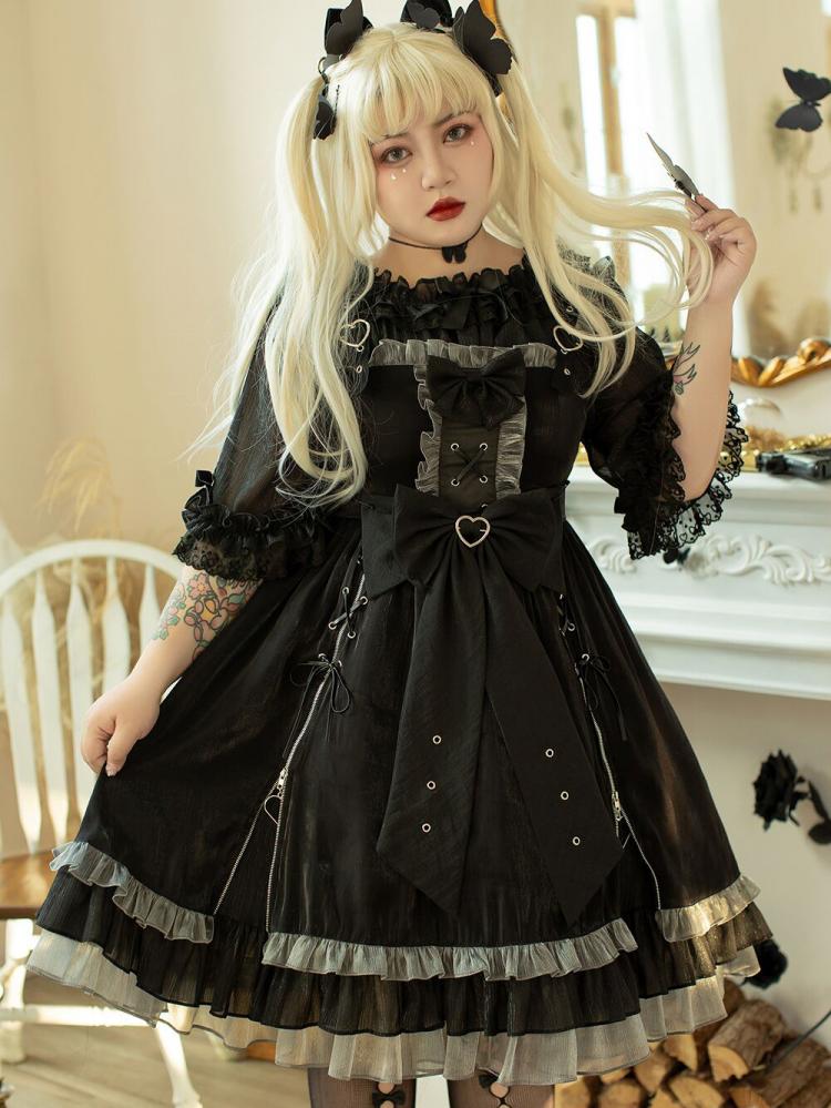 Plus Size Heartbeat Warning Black Jumper Skirt