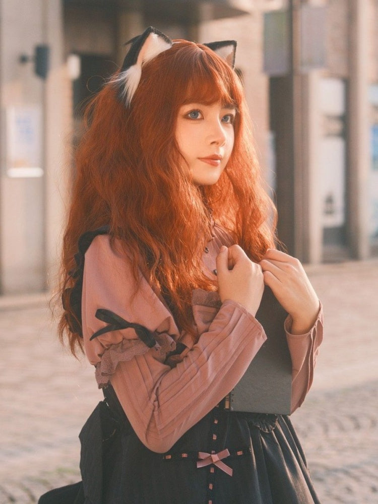 Reddish Brown Long Wavy Synthetic Wig