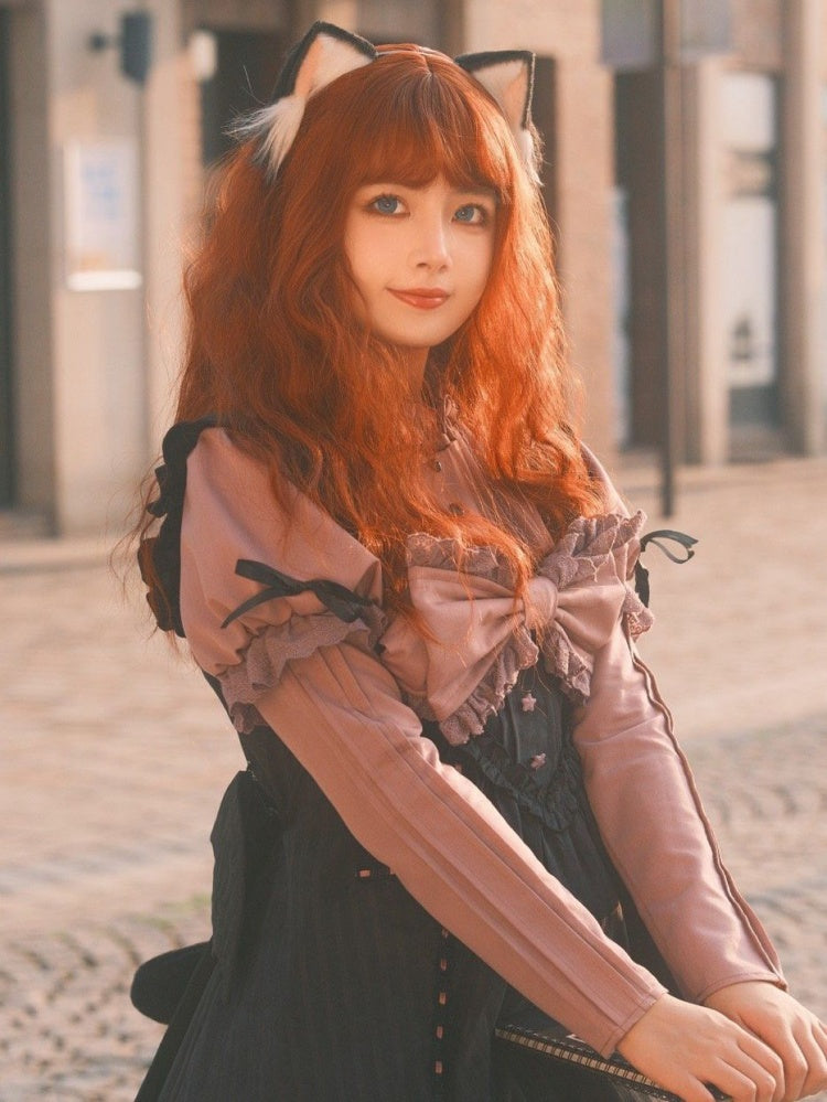 Reddish Brown Long Wavy Synthetic Wig