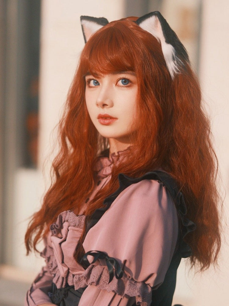 Reddish Brown Long Wavy Synthetic Wig