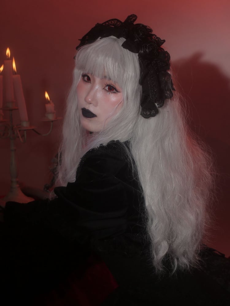 Silver-Gray Long Curly Synthetic Wig