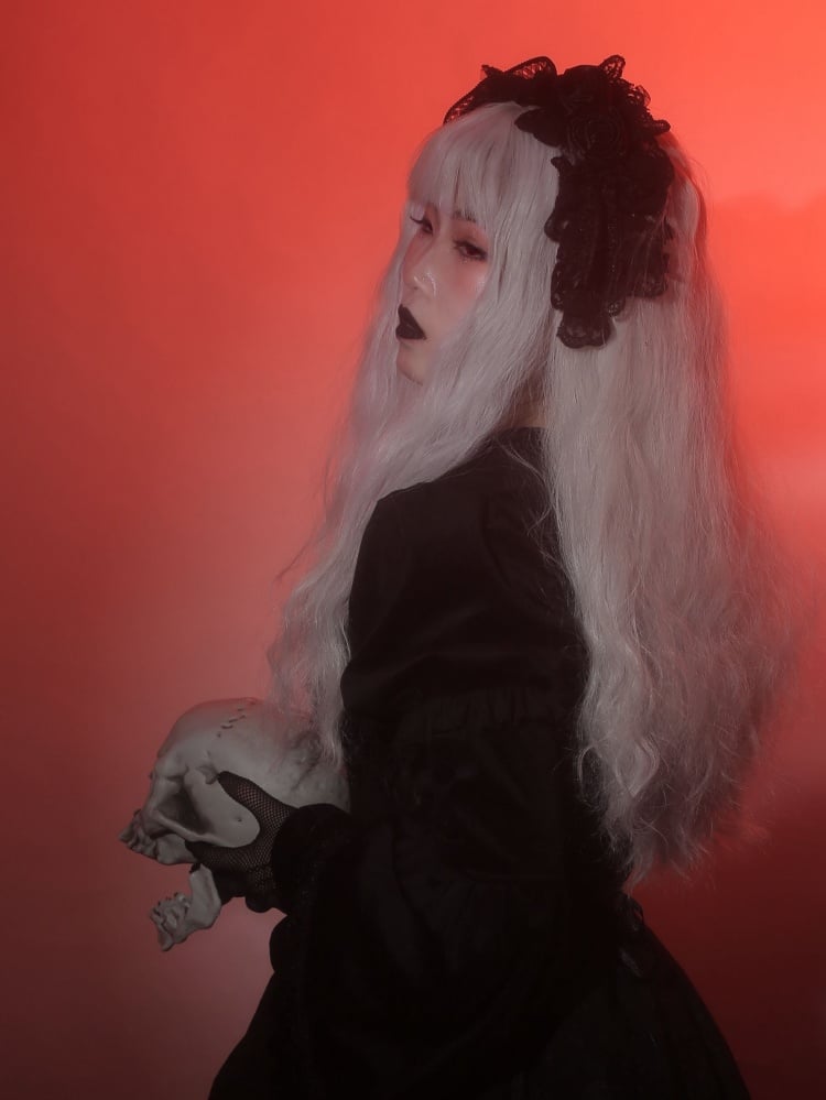 Silver-Gray Long Curly Synthetic Wig