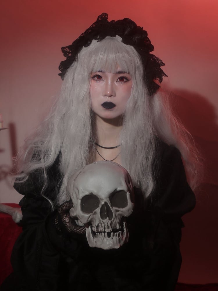 Silver-Gray Long Curly Synthetic Wig