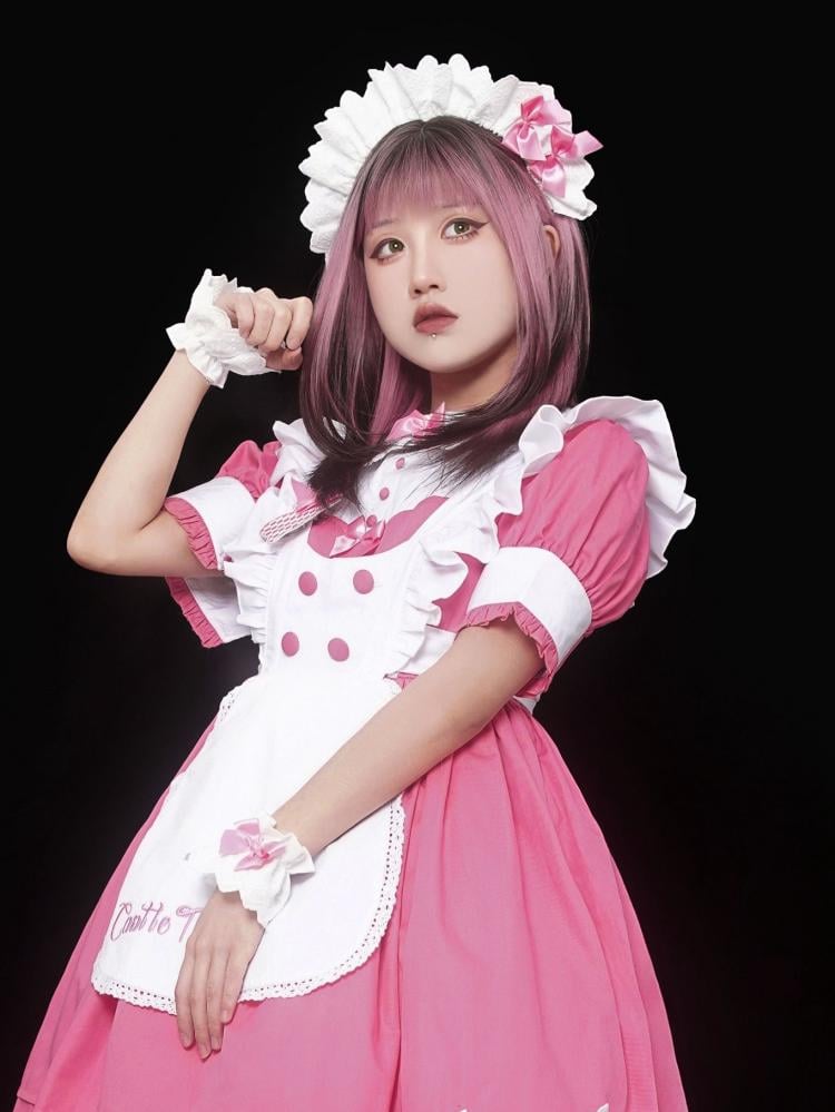 Pink and Black Ombre Synthetic Wig with Bangs