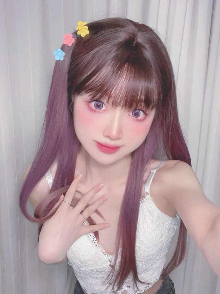 Purple and Pink Ombre Color Long Straight Synthetic Wig
