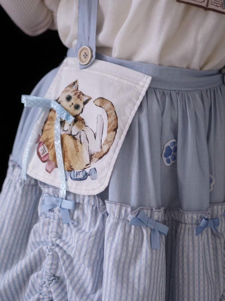 Pink / Blue Polka-dot Overalls Drawstring Hem