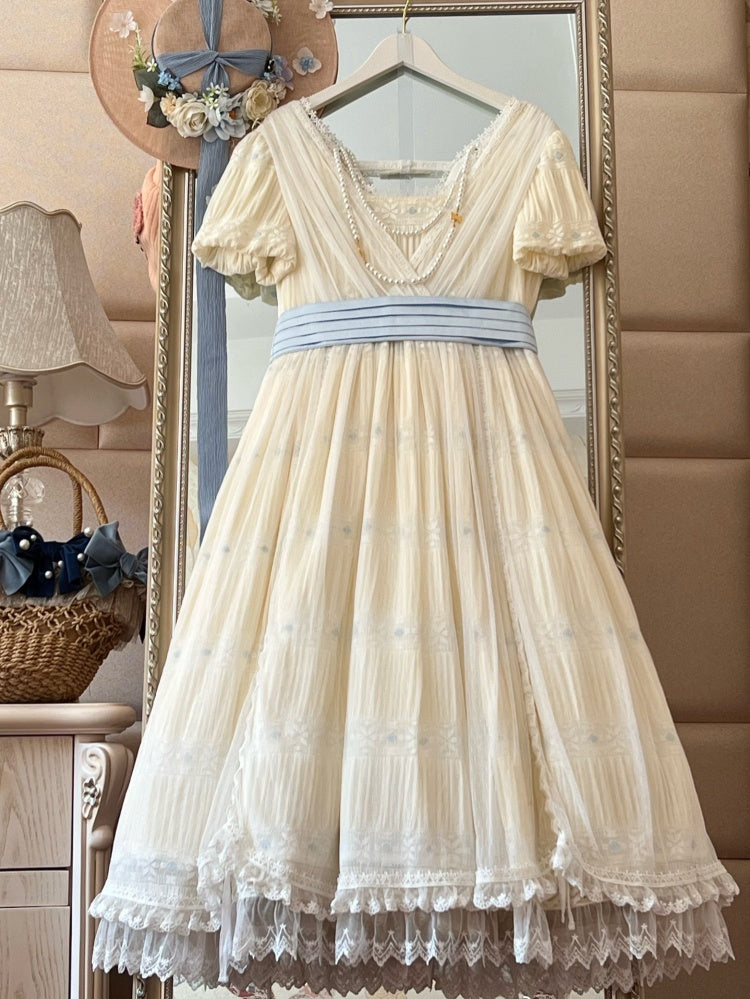Do Not Delay Until Spring Elegant Grecian Sweet Dress Apricot White One Piece
