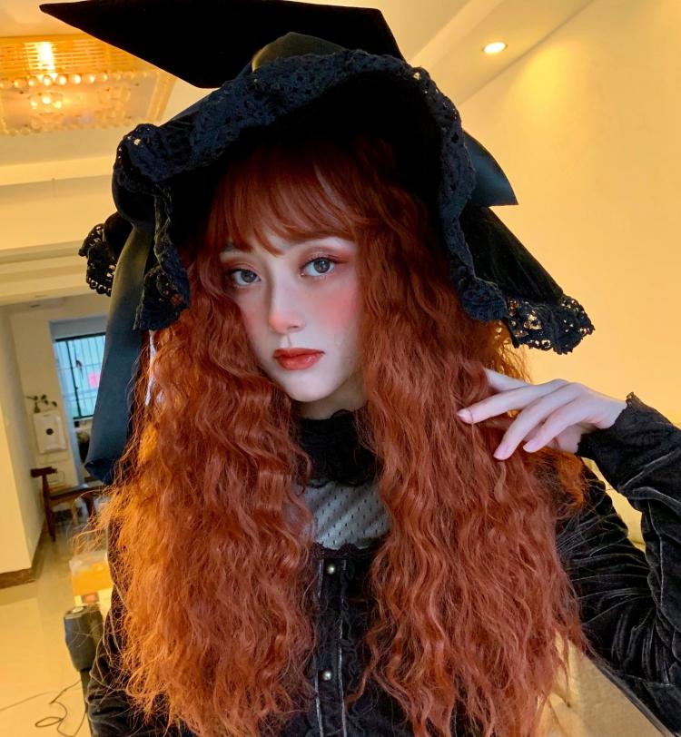 Reddish Brown Long Curly Synthetic Wig