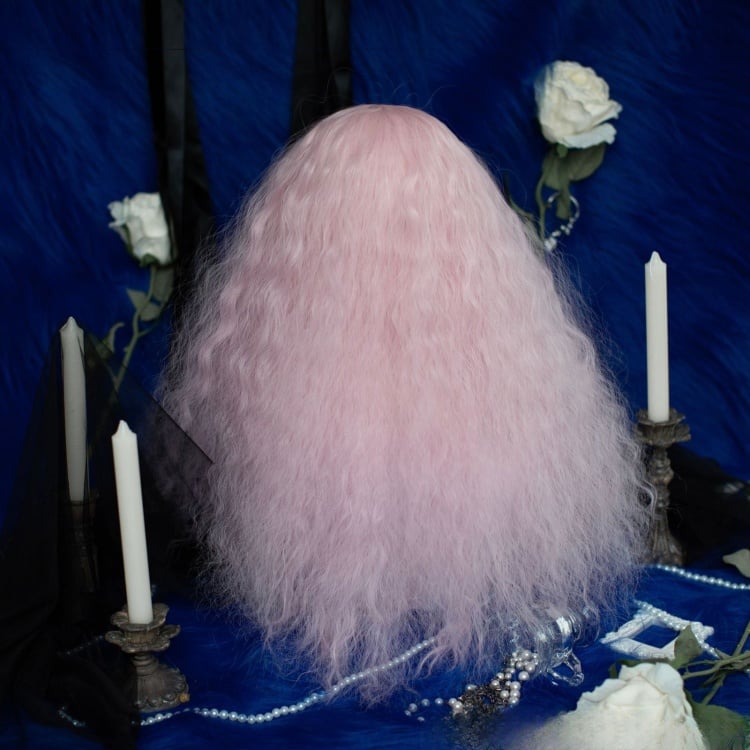 Sakura Pink Long Curly Bangs Synthetic Wig