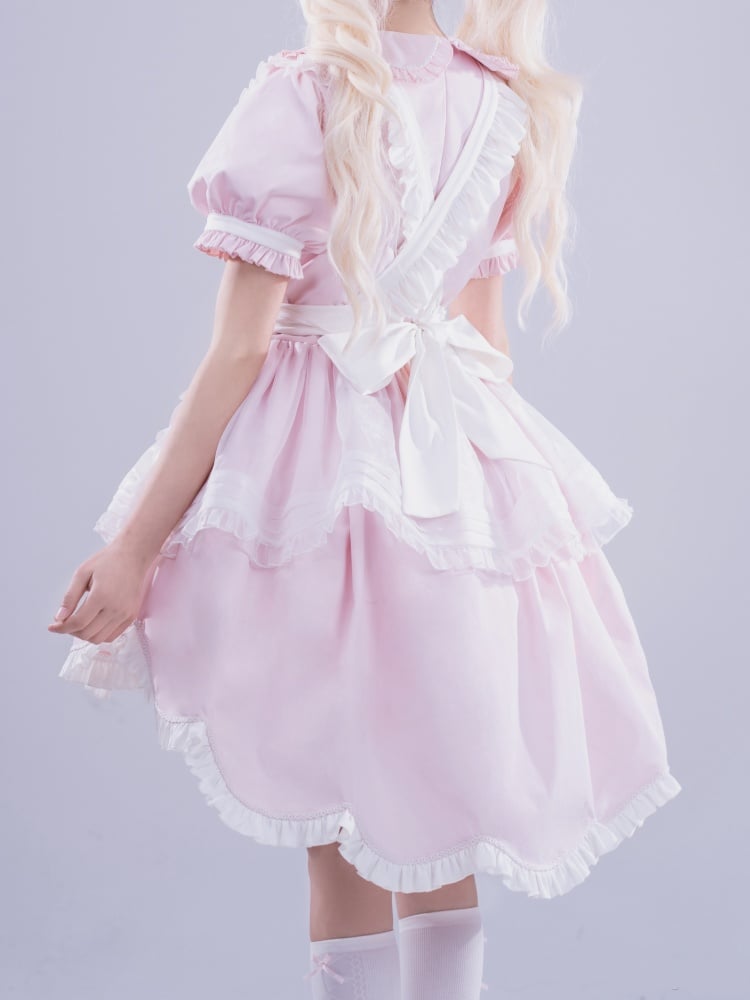 Pink High-low Scalloped Edge Skirt Sweet Maid One Piece