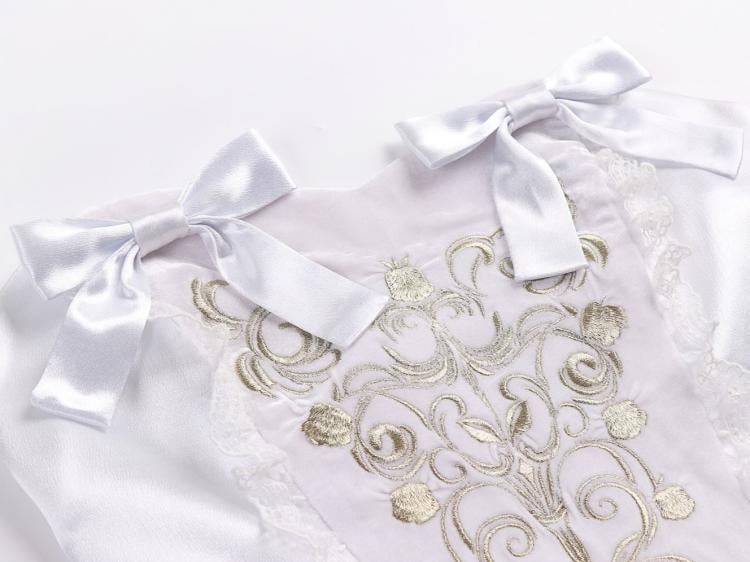 Lily of The Valley Manor Color White Embroidery Bodice Sweetheart Neckline Strapless Jumper Skirt