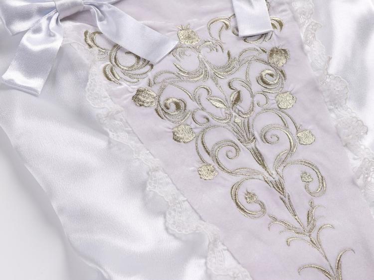 Lily of The Valley Manor Color White Embroidery Bodice Sweetheart Neckline Strapless Jumper Skirt