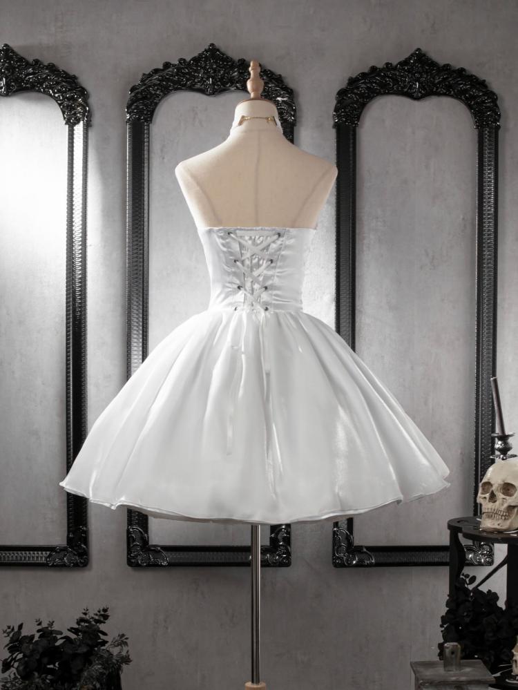 Lily of The Valley Manor Color White Embroidery Bodice Sweetheart Neckline Strapless Jumper Skirt
