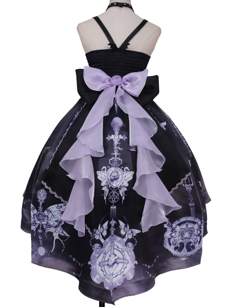 Purple High-low Skirt Halter Neck Gothic Jumper Skirt