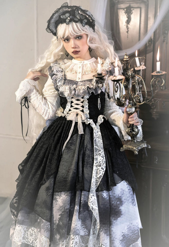 Lace-up Bodice Tie Dye Design Handkerchief Hem Lolita JSK