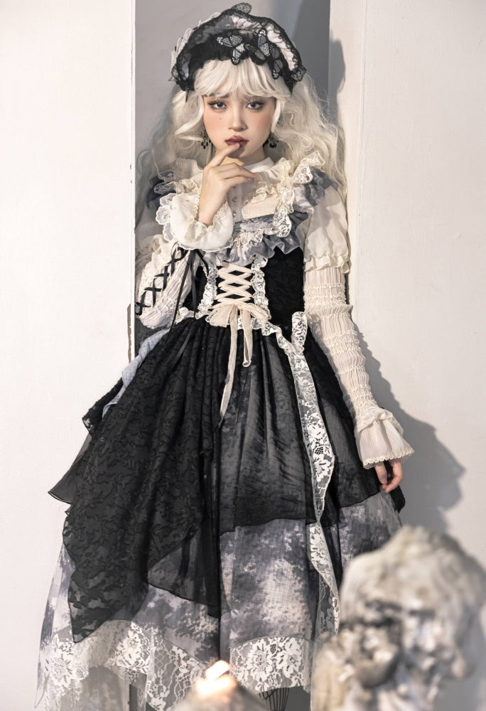 Lace-up Bodice Tie Dye Design Handkerchief Hem Lolita JSK