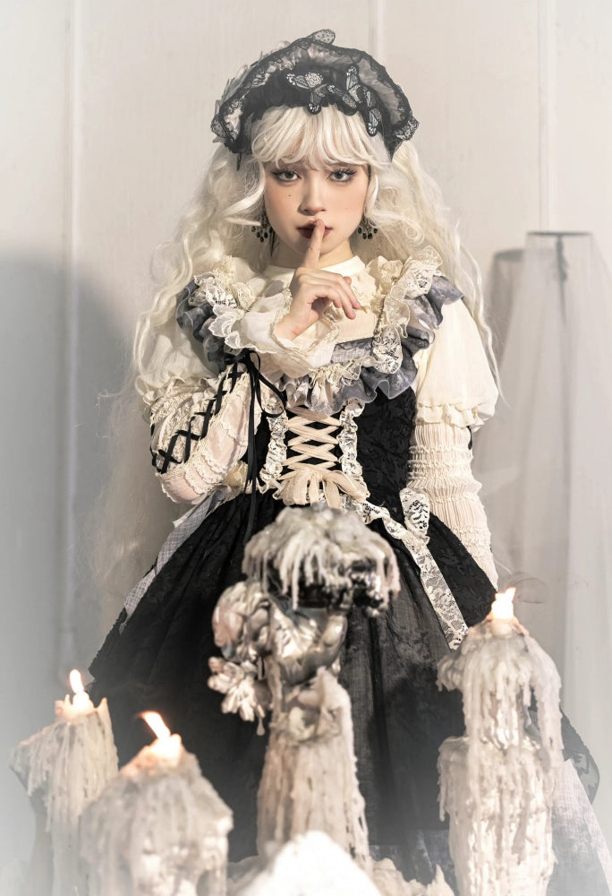 Lace-up Bodice Tie Dye Design Handkerchief Hem Lolita JSK