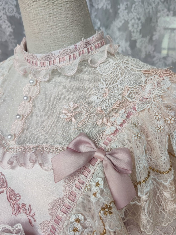 In Stock Sunset Scene High Waist Bowknot Details Long Sleeves Hime One Piece Full Set