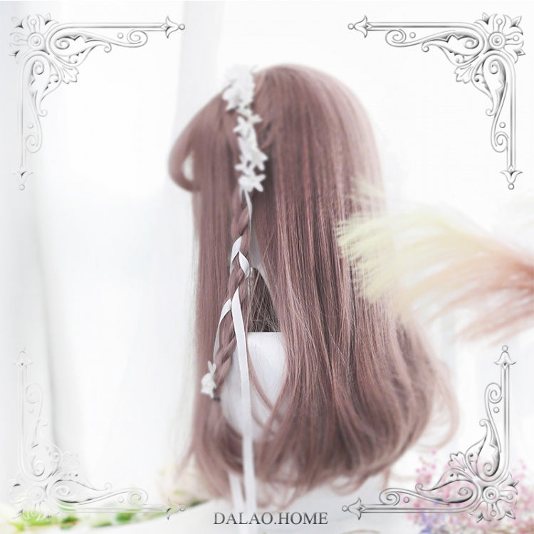 Letitia Grey Pink Air Bangs Long Straight Inner Button Synthetic Wig