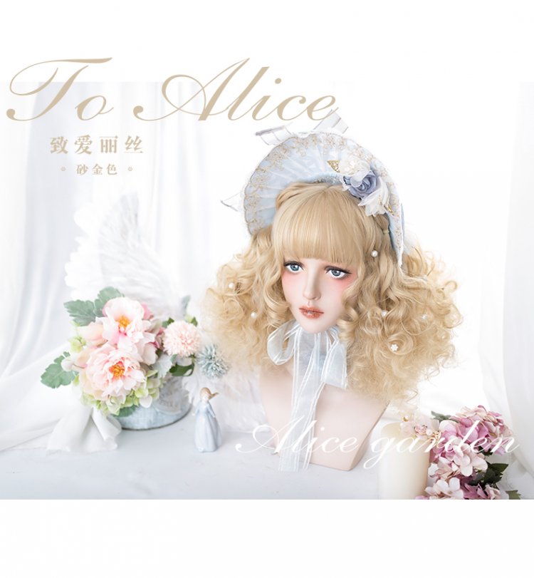 Sand Gold Short Curly Synthetic Wig