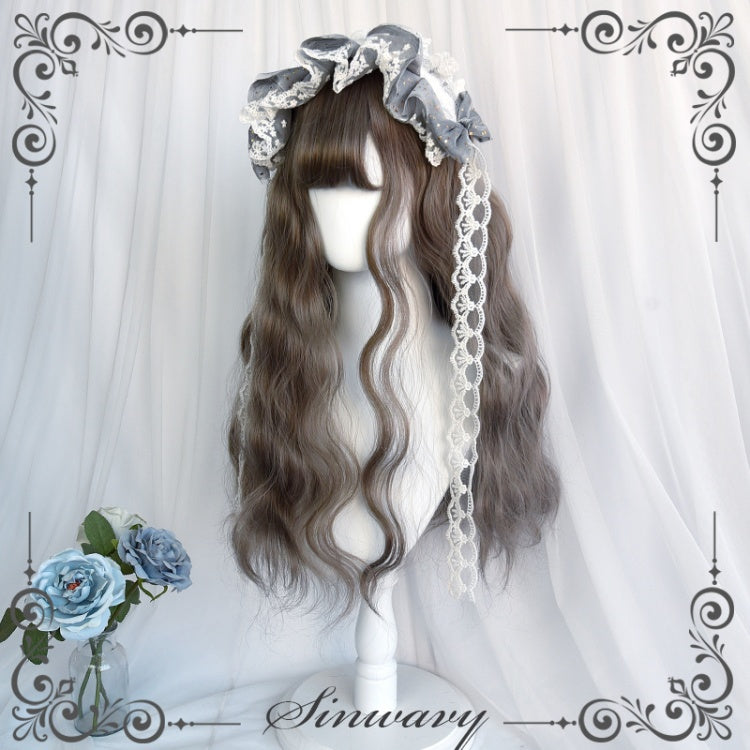 Shepherd Wool Roll Long Curly Synthetic Wig with Air Bangs