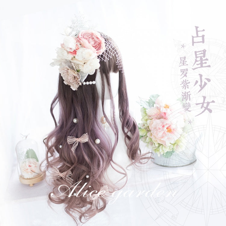 Purple Gradient Long Curly Synthetic Wig