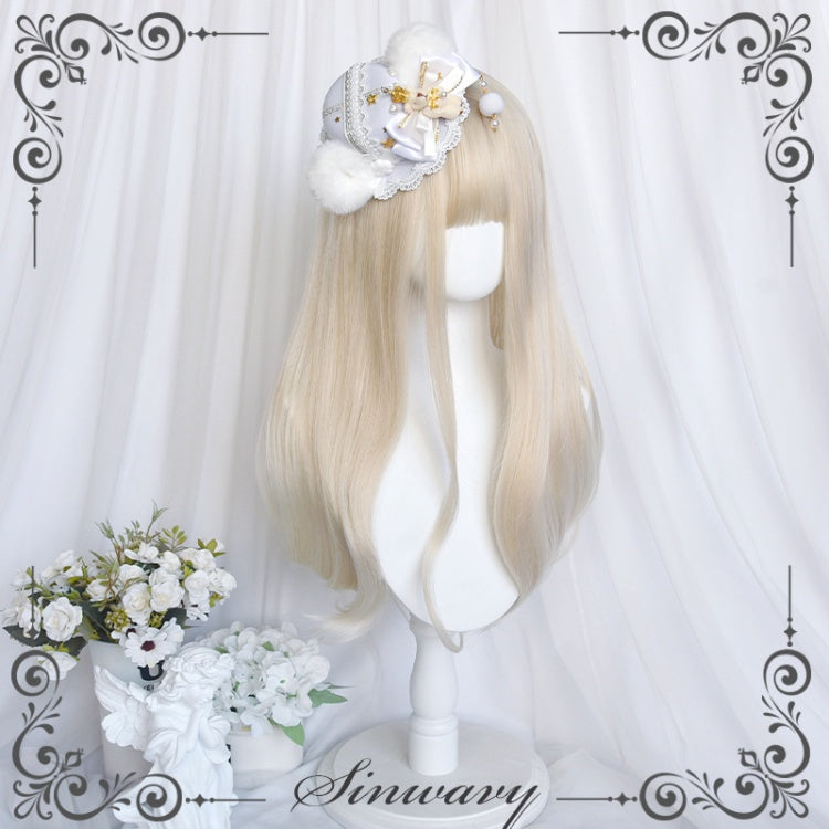 Milk Froth JK Long Curly Synthetic Wig with Bangs