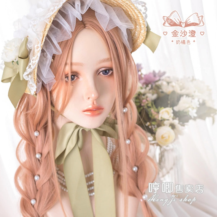 Sands Orange Long Straight Synthetic Wig with Bangs