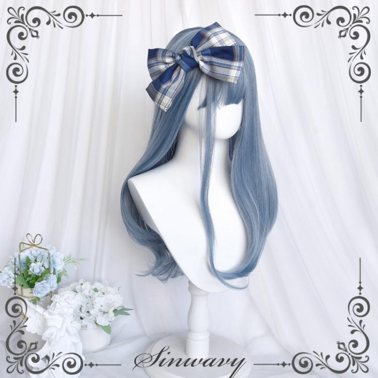 Sea Salt Blue Long Curly Synthetic Wig