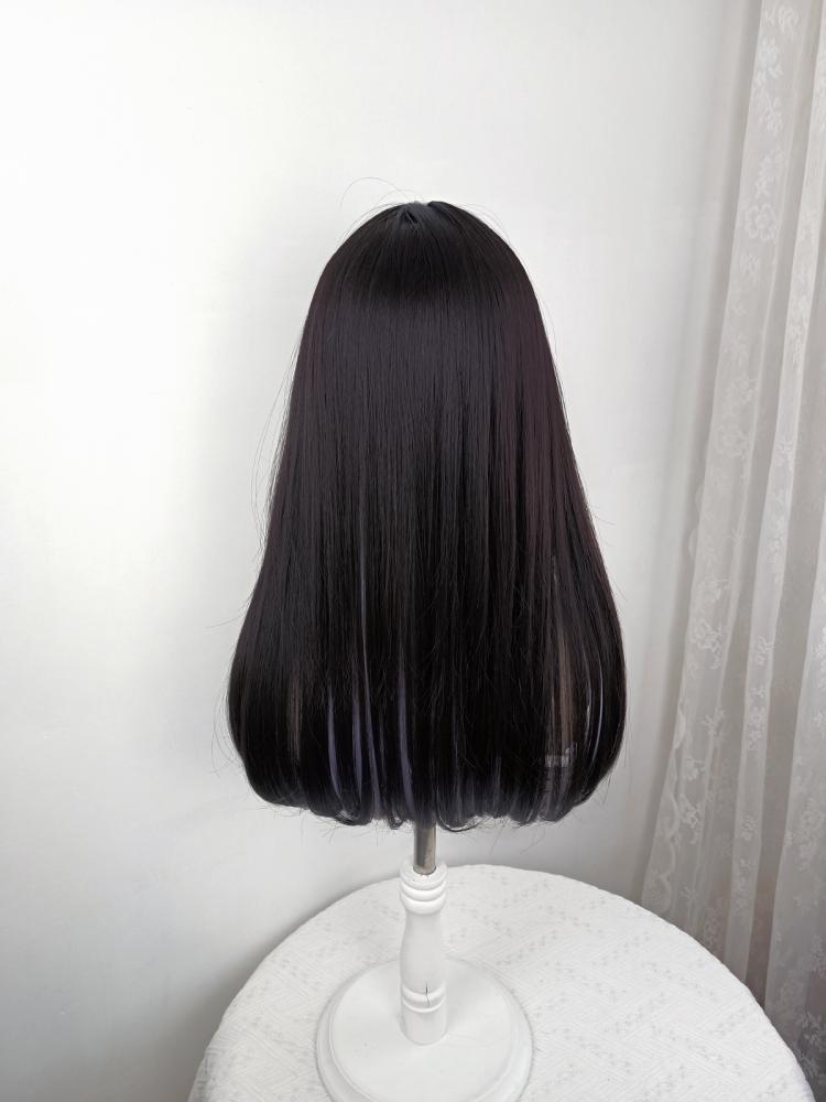 Silver Highlight Long Straight Synthetic Wig