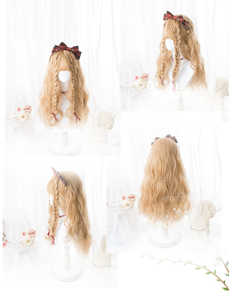 Nanometer Egg Roll Long Curly Synthetic Wig with Bangs