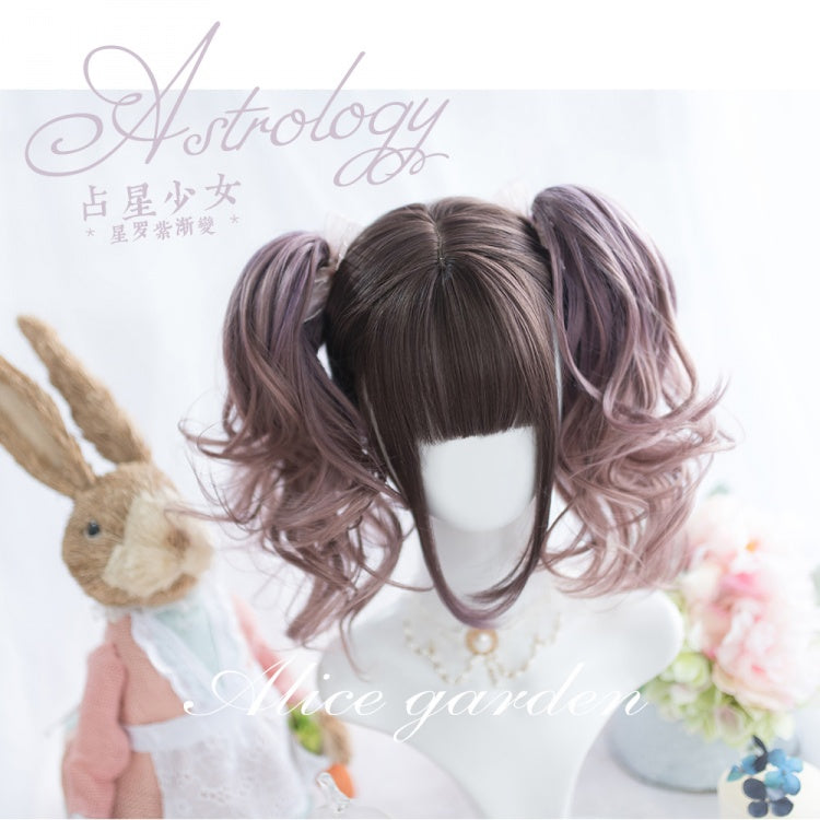 Purple Gradient Long Curly Synthetic Wig