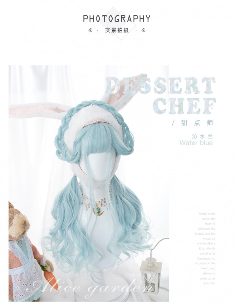 Water Blue Long Curly Synthetic Wig