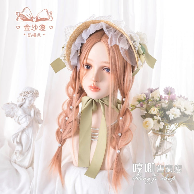 Sands Orange Long Straight Synthetic Wig with Bangs