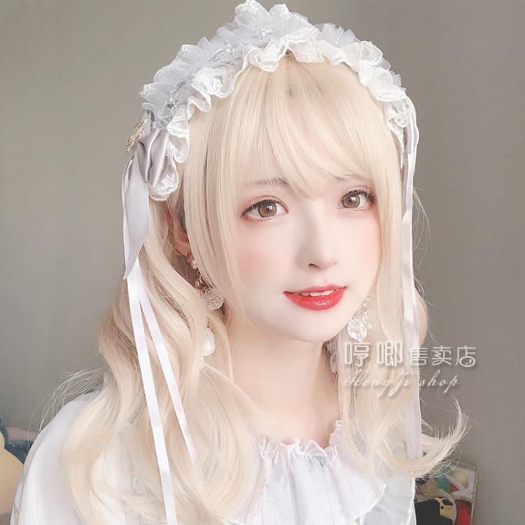 Milk Candy Big Wave Mid-length Curly Synthetic Wig with Bangs