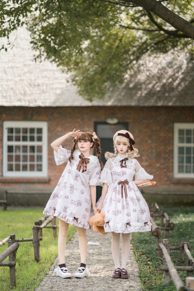 Detective Meow Ruffled Collar Short Sleeves Sweet One Piece